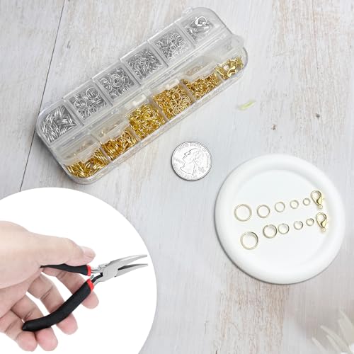 1200Pcs Jump Rings for Jewelry Making Supplies, Jewelry Pliers Set - color: 1200Pcs Silver