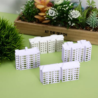 Vaguelly Miniature Apartment Building Model 4 Pack Plastic Dollhouse Accessories for DIY Miniature Buildings Architectural Models Sand Table Layouts Tabletop Decor 2.99 X 1.37 X 0.82 in