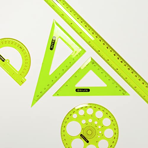BAZIC Products 5-Piece Geometry Set, Ruler, Triangles, Protractor, 4-Set - size: 4-Pack