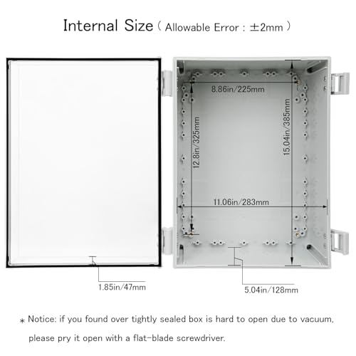 Junction Box IP65 Waterproof ABS Plastic Enclosure Hinged PC Clear Cover Electrical Project Box with Mounting Plate, Wall Brackets, Cable Glands 15.7" x 11.8" x 7.1" - color: Clear Cover, size: 15.7" x 11.8" x 7.1"