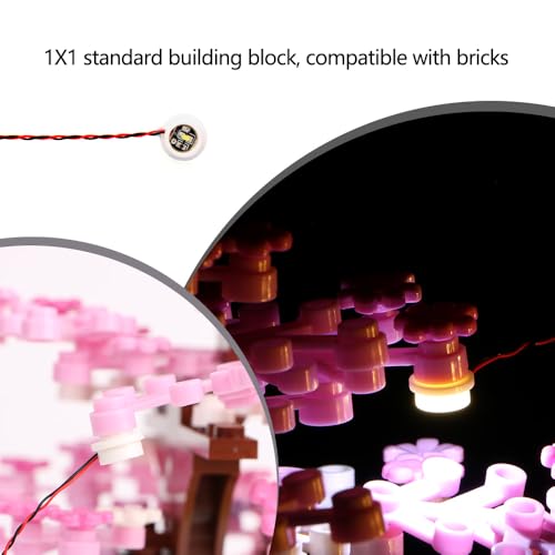 14PCS Building LED Lights 1X1 Circular Dot Compatible with LEGO(White) - color: White Light