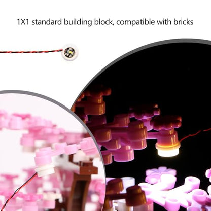 14PCS Building LED Lights 1X1 Circular Dot Compatible with LEGO(White) - color: White Light