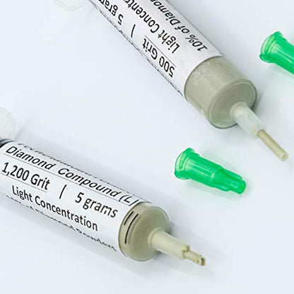 TechDiamondTools Diamond Polishing Paste Kit — 3 Grits (500, 800, 1200) | USA Made | Oil-Based Syringes | Progressive Polishing Set for Metal, Glass, Gemstone, Knife, Jewelry | 10% Diamond Powder - size: 500 800 1200 Grit, style: Light 10% concentration