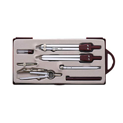 NEWSOURCE Metal Geometry Drawing Compass Drafting Kit, Engineering & Architecture School Tool Set with Set Square, Protractor, Erasing Shield and More, Net Weight 8.5Oz