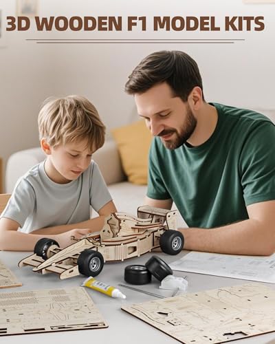 3D Wooden Puzzles for Adults, Formula 1 Racing Car Kit 66pcs