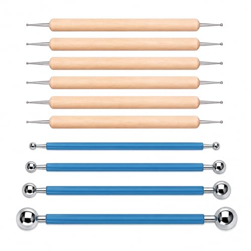 ABenkle 10Pcs Dotting Tools Ball Styluses for Rock Painting, Pottery Clay Modeling Embossing Art Mandala - color: Blue