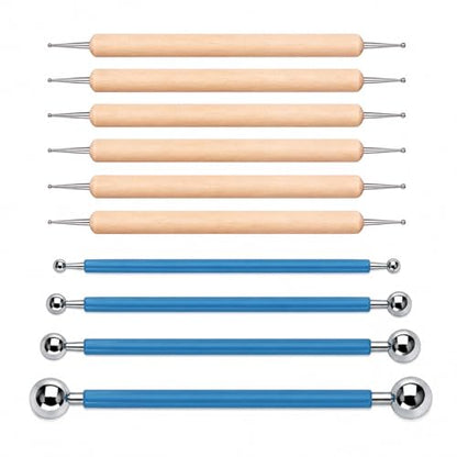 ABenkle 10Pcs Dotting Tools Ball Styluses for Rock Painting, Pottery Clay Modeling Embossing Art Mandala - color: Blue