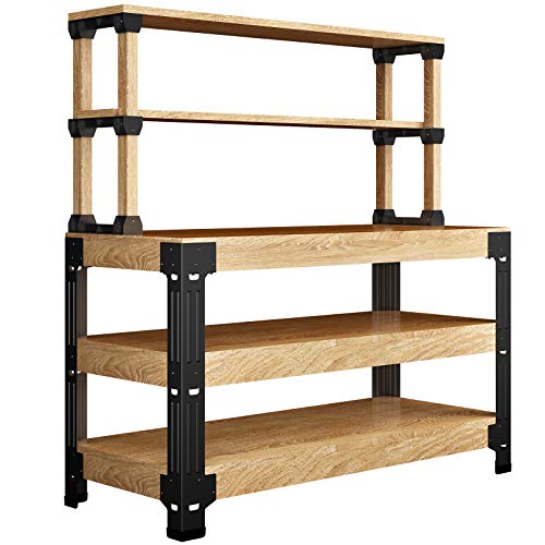 FLEXIMOUNTS Workbench Legs, Heavy Duty Workbench Kit with Shelf for DIY Custom, Maximum 96" Length, 48" Width for Garage Storage, Workshop, Shelving, Lumber Not Included