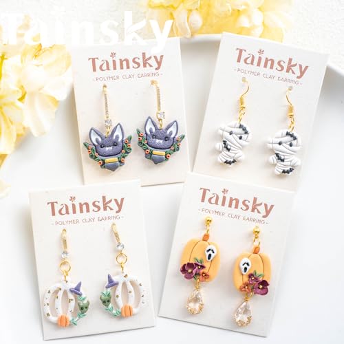 TAINSKY Micro Halloween Polymer Clay Cutters for Earrings Making, 8 Shapes for Fall Jewelry Mini Clay Cutters (A) - color: Micro-A