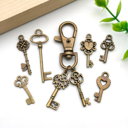 WOCRAFT 60pcs Antique Bronze Small Key Charms Bracelet Charms for Jewelry Making Sets DIY Necklace Bracelet Keychain Crafting Charms Kit Craft Supplies (SN924) - color: Antique Bronze, size: Small Key Charms
