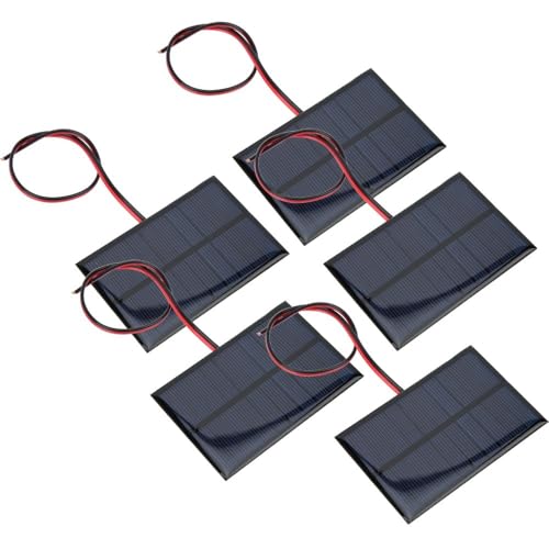 5Pcs 5V 150mA Solar Panel Modules Polycrystalline Silicon Weatherproof Charging Panels with 30cm Wires for DIY Solar Lights/Chargers