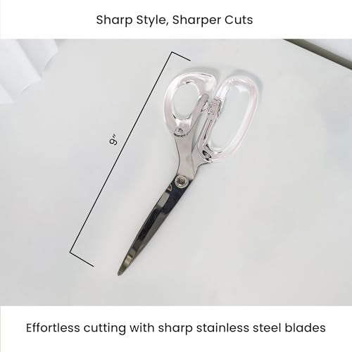 OfficeGoods 9” Stainless Steel Acrylic Scissors, Silver - color: Silver