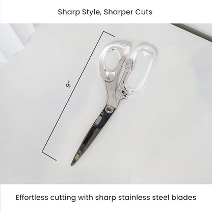 OfficeGoods 9” Stainless Steel Acrylic Scissors, Silver - color: Silver