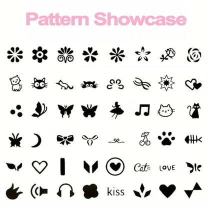 48 Pcs Nail Stamp Pen Set with 2 Ergonomic Handles & 48 Interchangeable Stamp Heads, Floral Butterfly Animal Patterns Nail Art Stamping Kit, Portable Storage Case Included, Design Tools for Women