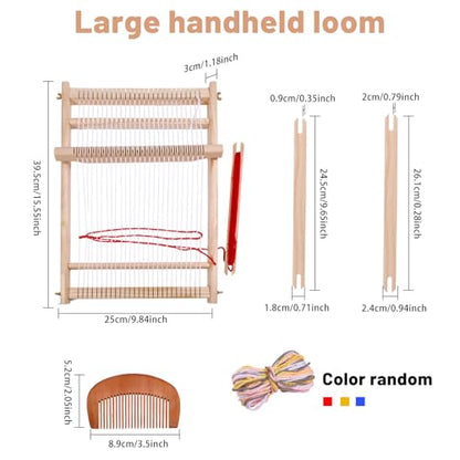 FREEBLOSS 2 Set Weaving Loom Kit Wood Craft Weaving Loom Hand-Knitting Machine for Tapestry Beginners with Yarn 15.55x9.8inch; 8.1x6.3inch