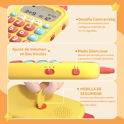 alilo Math Games for Kids Ages 5-12, Portable Spanish Math Toys for Travel - color: Yellow-spanish
