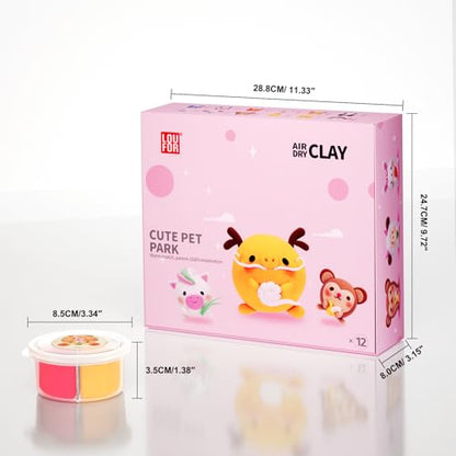 LOUFOR Air Dry Clay Kit -12 Animals Modeling Clay for Kids Arts and Crafts - color: #02Pink- Cute Pet Park