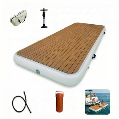 Inflatable Dock Platform, 9'10" x 3'3" x 6" PVC Floating Water Platform with Non-Slip EVA Surface for Boats, Yachts, Jet Skis & Lake Leisure, Pump, Carry Bag & Repair Kit - size: 9.8FT
