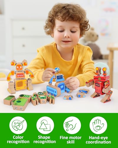 Coogam Fine Motor Building Robot Blocks for 3 4 5 Years Old Kids - style: Robot