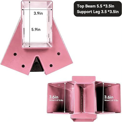 ABUSA Heavy Duty Swing Sets Brackets Including 2 Pink A-Frame Swing Set Brackets and 4 Swing Hangers for Playground Equipment Mounting Parts Hardware Included (P006) - color: Pink