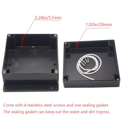 Junction Box IP65 Waterproof ABS Plastic Electrical Project Case Power Junction Boxes, Project Box with Fixed Ear Black 6.30x6.30x3.54 inch (160 x 160 x90 mm) - color: Fixed Ear Design, size: 6.30"x6.30"x3.54"