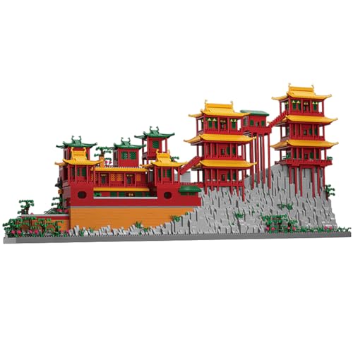 Hanging Temple Shanxi China Micro Brick Building Set (6183 Pieces) – Landmark Model Oriental Architecture Educational Toy Gift for Kids and Adults - color: Hanging Temple