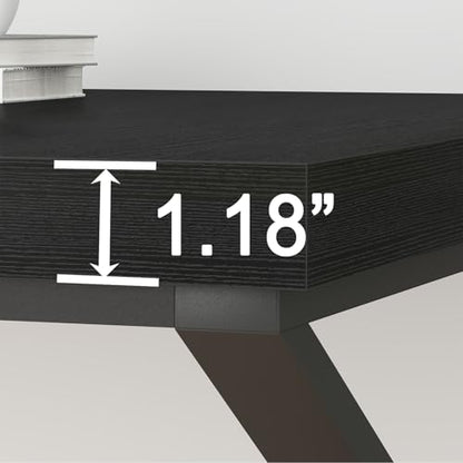 HSH 70 Inch Long Black Desk, Large Metal Wood Computer Desk for Home Office - color: Black Oak, size: 70 Inch