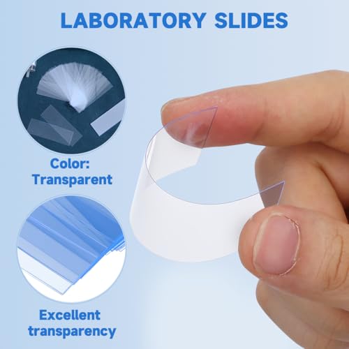 Mobestech Clear Optical Microscope Slides Plastic Blank Slides for Lab Samples Pre-Cleaned Disposable Slides for Urine Tests Chemical Analysis Classroom Science 2.95 X 0.98 X 0.03 in