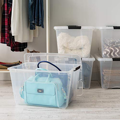 IRIS USA 3-Drawer Rolling Storage Cart, Black/Clear - size: 54 Qt, style: 4 Pack