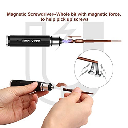 9Pcs RC Car Tool Kit 6 in 1 Hex Screwdriver Set with Tray,Cross Wrench - color: Black With Brown Bits