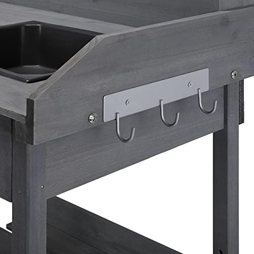 Yaheetech Potting Bench with Sink & Drawer, Outdoor Gardening Table, Gray - color: Gray