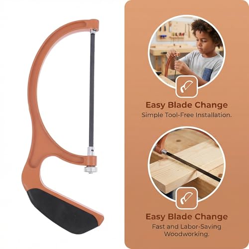 Angoily Hand Saw, Hacksaw with 5 Blade Replacement, Children Mini Table Saw for Wood Cutting, Kids Handsaw Hobby Hacksaw for Tree Trimming,PVC Pipes, DIY Woodworking Crafts