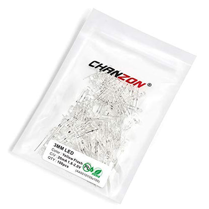 CHANZON 100 pcs 3mm Blinking Yellow LED Diode Lights 1.5Hz Flashing - color: E) Clear Yellow (100pcs)