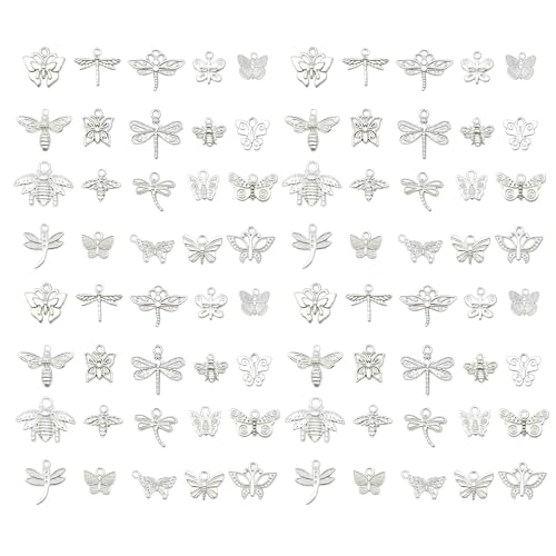 WOCRAFT 60pcs Bright Silver Butterfly Bracelet Charms for Jewelry Making Sets DIY Necklace Bracelet Keychain Crafting Charms Kit Craft Supplies (SN849) - color: Bright Silver, size: Butterfly Charms