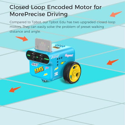 ELECFREAKS microbit Tpbot-Edu Version Kit Precise Control Angles and Directions Suitable for STEM Project, BBC Micro:bit DIY Coding Car with Wiki Tutorial(Without Micro:bit)