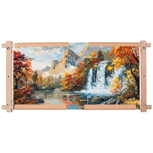 Embroidery Tapestry Scroll Frame, Detachable Cross Stitch Frame, Scroll Embroidery&Quilting Holder for Cross Stitch, Needlepoint, and Sewing Projects (21.45inch*11.8inch)