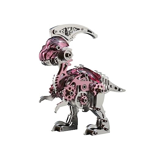 3D Metal Puzzles for Adults,Mechanical Dinosaur,Steel Dinosaur Series DIY 3D Metal Model Kits,Home Decoration Art Handicrafts Gifts Toys - color: B3- Dinosaur-pink