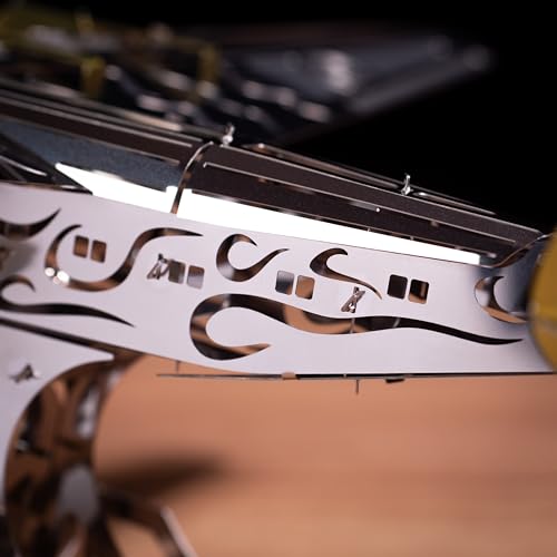 METAL-TIME SPLASHING DREAMER, 3D Metal Airplane Model Mechanical Building Kit, Unique Wind-Up Moving Mechanism, Stainless Steel DIY Construction with Toolbox - 124 Pieces.