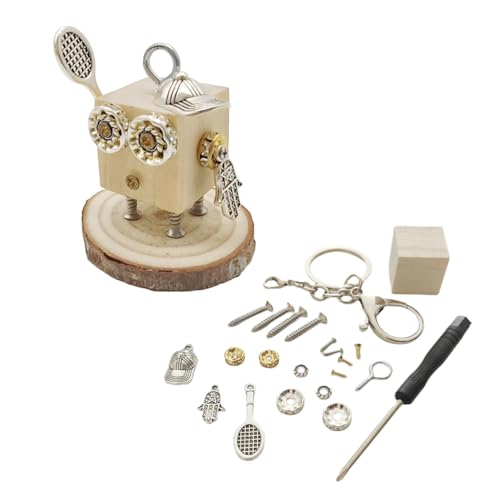 DEUXPER Mini Steampunk Robot Model Building Kit, Tennis Boy Style - style: Tennis Boy+Keychain