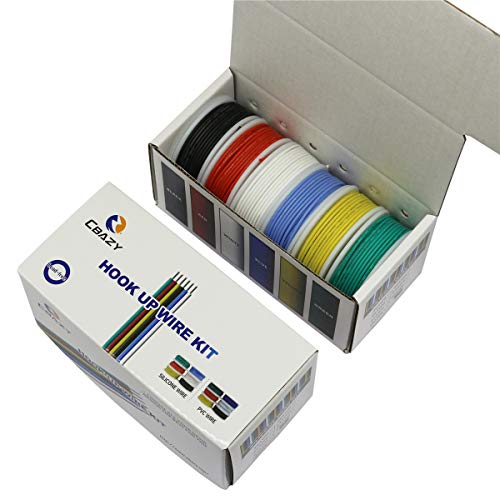 22 Gauge Flexible Silicone Wire Hook up (Stranded Wire Kit) Electric Wire 6 Colors 19.6 feet Each 22 AWG - size: 22AWG
