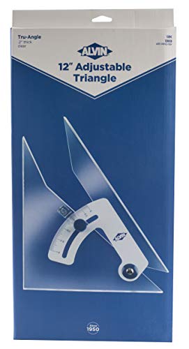 ALVIN Tru-Angle Adjustable Drafting Triangle Made of High Impact Acrylic 12" Model 120CB with Aluminum Thumbscrew and Inking Edge - Includes Nylon Storage Case - 12 Inches - size: 12", style: With Inking Edge