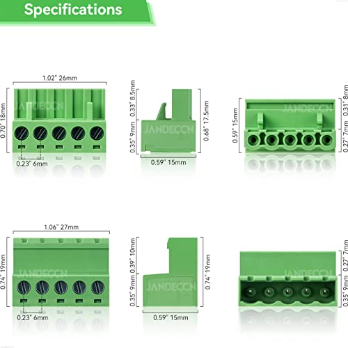 10 Sets 5 Pin 5.08mm PCB Screw Terminal Block Phoenix Connectors - size: 5P