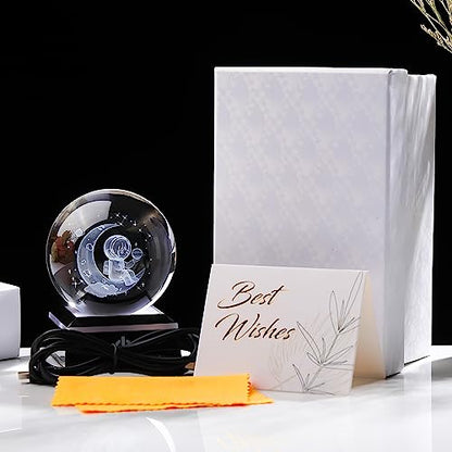 3d Astronaut Moon Crystal Ball Planets Space Decor Astronomy Science Gift - style: Astronaut