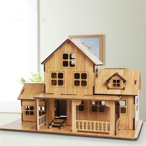 3D Wooden Puzzles for Adults Wooden Building Model, 3D House Model Kits for Adults, Log Cabin Model Kits