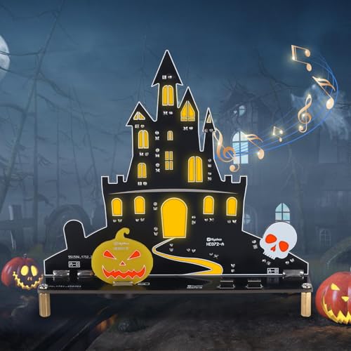 DIY Halloween Ghost Castle Soldering Practice Kit with Music & LED Lights