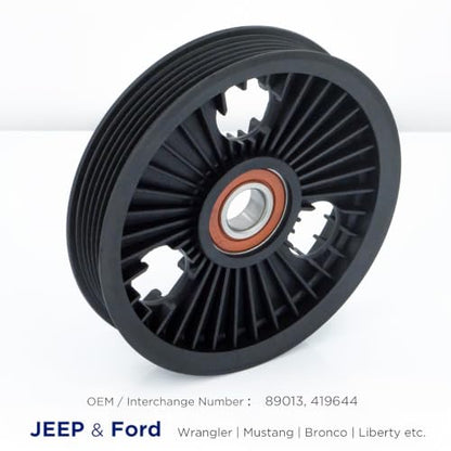 Belt Idler Pulley, 89013 Belt Tensioner Pulley for Select Jeep Ford Models as Wrangler Mustang Bronco Liberty, etc., 419629 Automotive Replacement Idler Pulley Kit by KeeRoarin - size: 89013 - Jeep