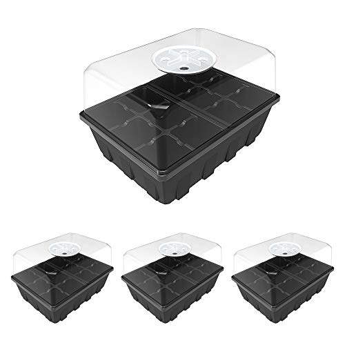 Gardzen 3 Pack Seed Starter Trays with Adjustable Vented Dome 36 Cell - color: Black, size: 3-Pack