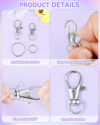 FIVEIZERO 60PCS Keychain Clips and Key Rings Kit, Swivel Snap Hooks for DIY - color: plain