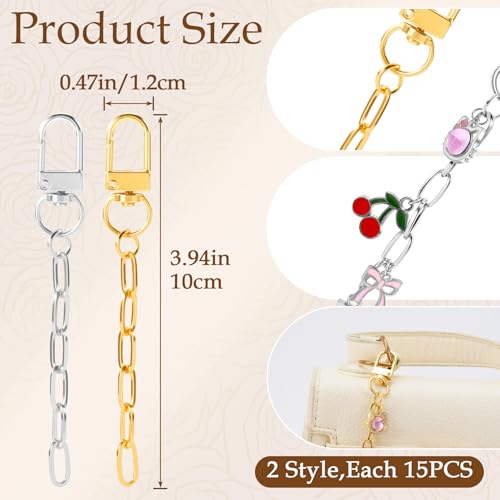 Hzopcw 30pcs Keychain Making Kits for Bag Charm, Gold & Silver - color: A-30pcs-Gold,Silver