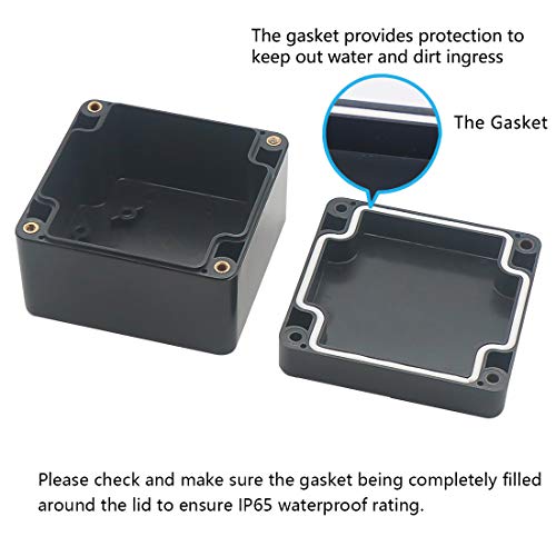 Junction Box, Zulkit Project Box IP65 Waterproof Outdoor Box ABS Plastic Electrical Boxes Electronic Enclosure Black 3.27 x 3.19 x 2.20 inch (83 x 81 x 56mm)(Pack of 1) - size: 3.27'' x 3.19'' x 2.20''(Pack of 1)